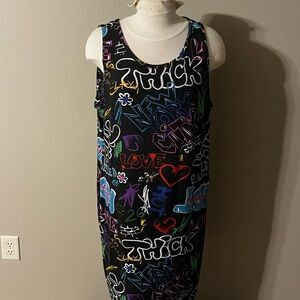 Colorful Graffiti Print Sleeveless Dress